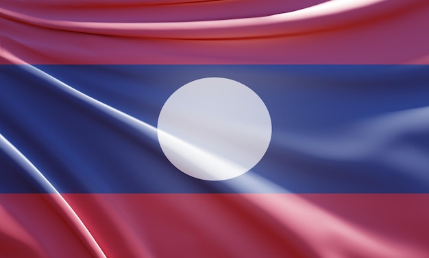 Ilustración 3d de la bandera de laos en tela ondulada