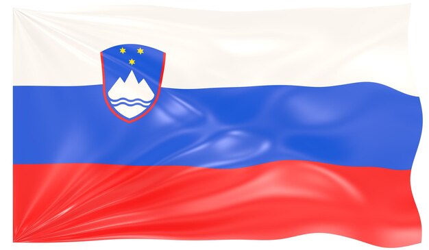 Ilustración 3d de una bandera ondeante de Eslovenia