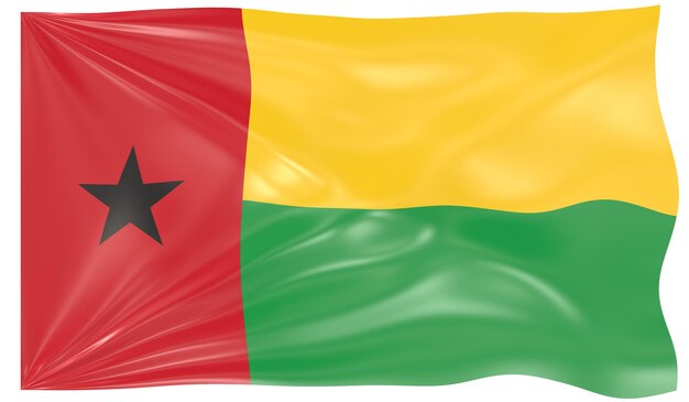 Foto ilustración 3d de una bandera ondeante de guinea-bissau