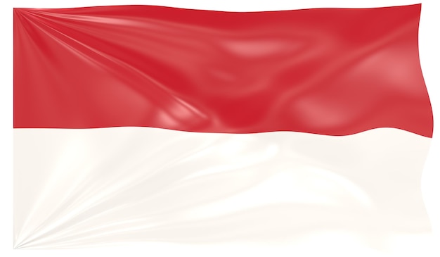 Ilustración 3d de una bandera ondeante de Indonesia