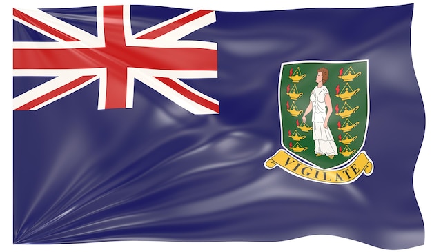 Ilustración 3d de una bandera ondeante de las Islas Vírgenes Británicas