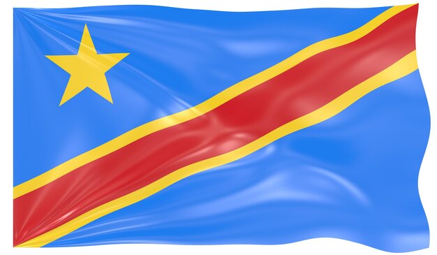 Ilustración 3d de una bandera ondeante de la República Democrática del Congo
