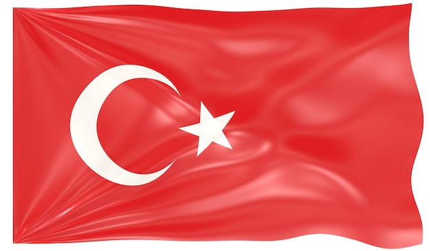 Foto ilustración 3d de una bandera ondeante de turquía