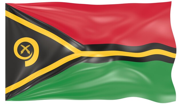 Ilustración 3d de una bandera ondeante de Vanuatu