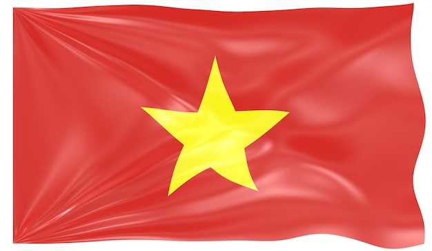 Ilustración 3d de una bandera ondeante de Vietnam