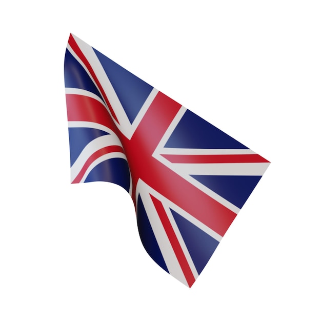 Ilustración en 3D Bandera del Reino Unido Fondo blanco