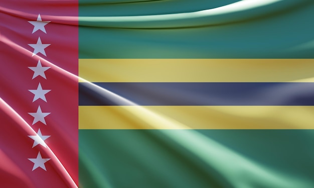 Ilustración 3d de la bandera de santander en tela ondulada