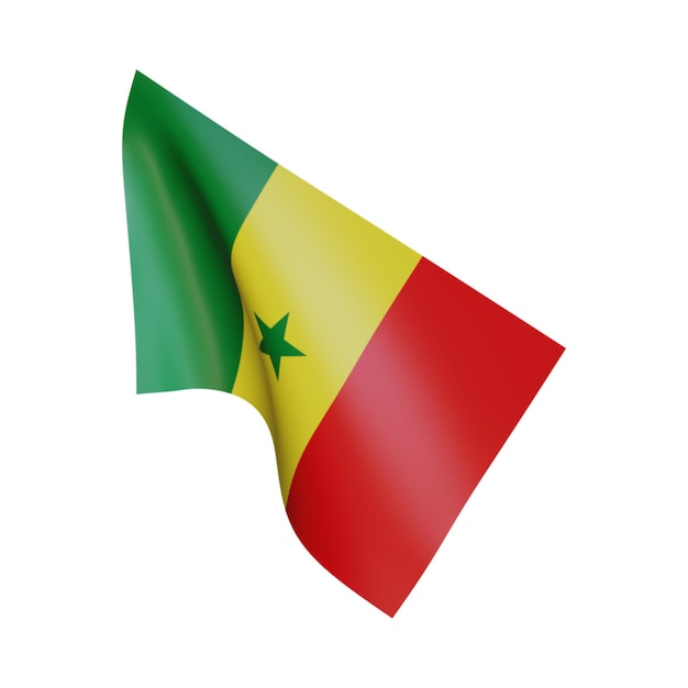 Ilustración en 3D Bandera de Senegal Con fondo blanco