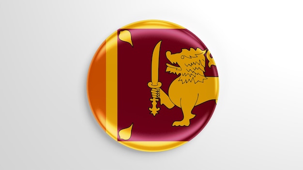 Ilustración 3D de la bandera de Sri Lanka de pasador redondo