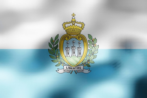 Ilustración 3D de la bandera textil de San Marino