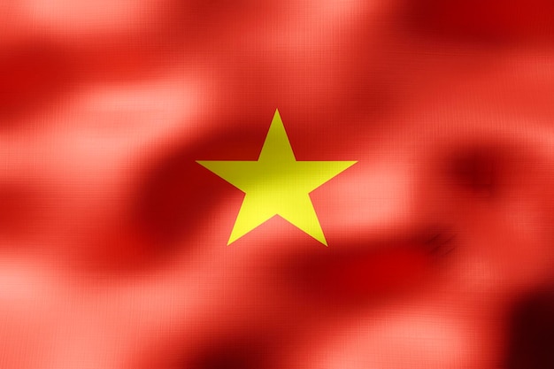 Ilustración 3D de la bandera textil de Vietnam