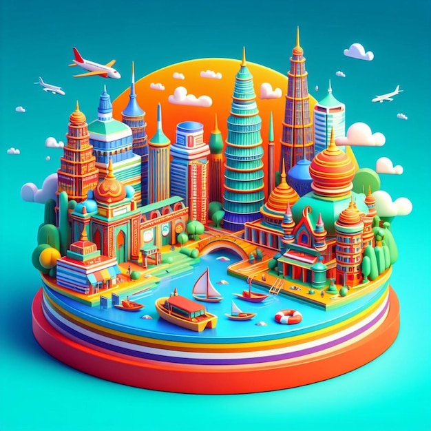 Ilustración en 3D de Bangladesh