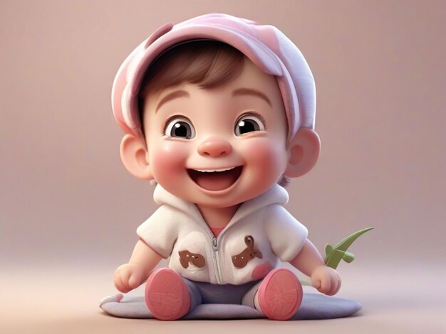 Foto ilustración en 3d de un bebé adorable y lindo