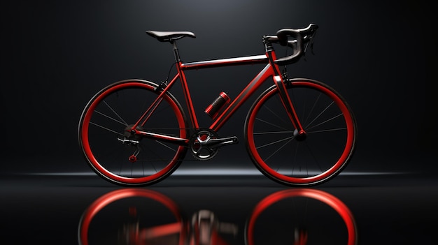 Ilustración 3D de bicicleta roja y negra realista