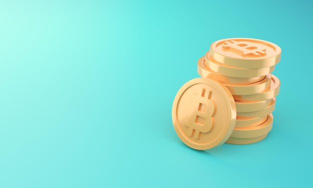 Ilustración 3D de Bitcoin 3D