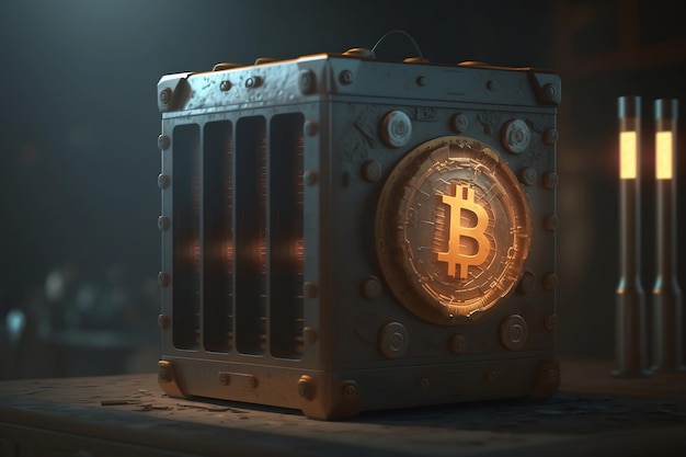 Ilustración 3d Bitcoin concepto IA generativa