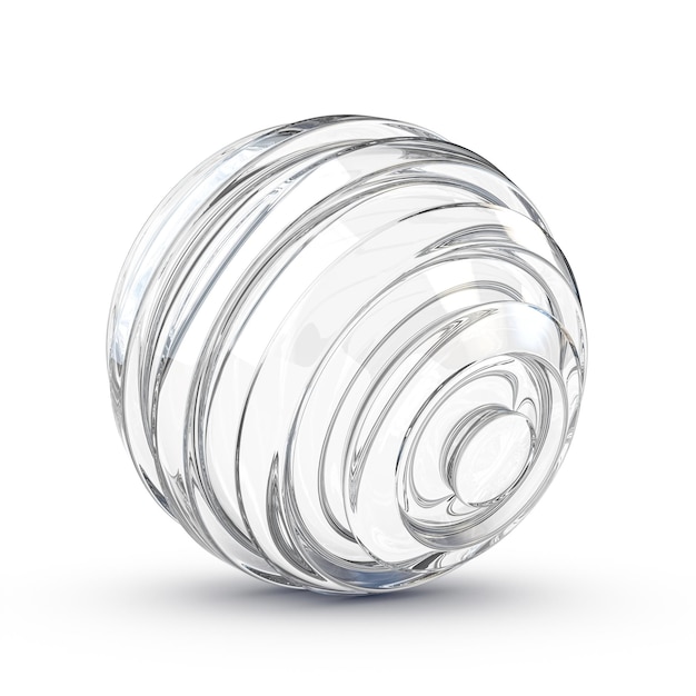 Ilustración en 3D de una bola de vidrio abstracta sobre un fondo blanco