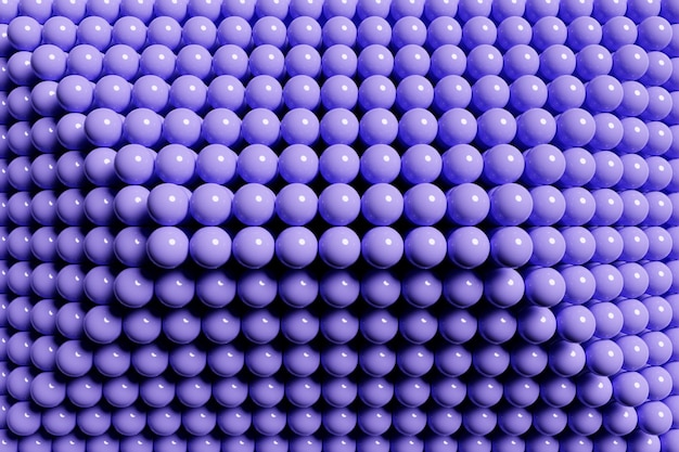 Ilustración 3d de bolas moradas Conjunto de bolas en el patrón de fondo monocromo Fondo de geometría