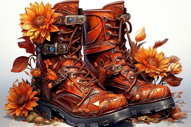 Ilustración en 3d Botas florales