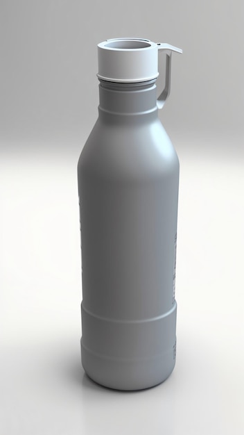 Ilustración 3D de botella de aluminio gris brillante para beber para el elemento de diseño de maqueta de producto