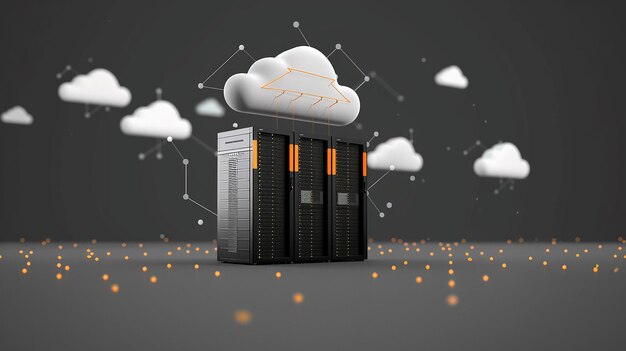 Ilustración 3D de la bóveda de datos conectada a la nube