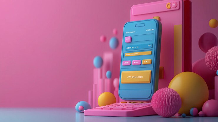Foto ilustración 3d brillante y lúdica de un sistema de pago en línea con un teléfono móvil que muestra una transacción exitosa