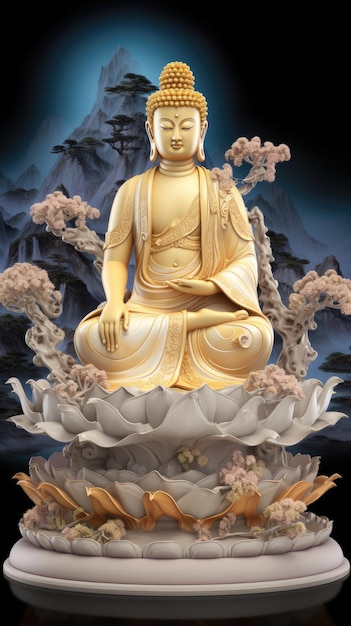 Ilustración 3D de Buda