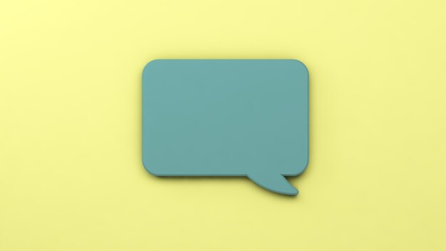 Ilustración 3D. Burbujas de discurso verde sobre fondo amarillo aislado. Concepto de comunicación.