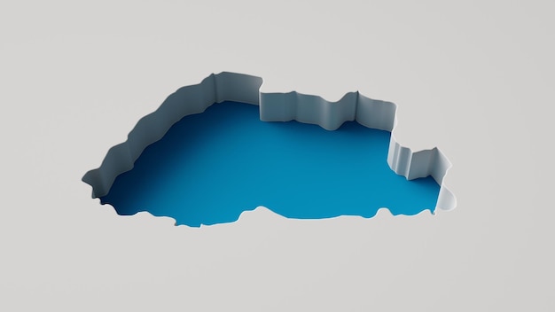 Ilustración 3d de Bután Mapa Mapa de extrusión interior 3d Profundidad del mar con sombra interior