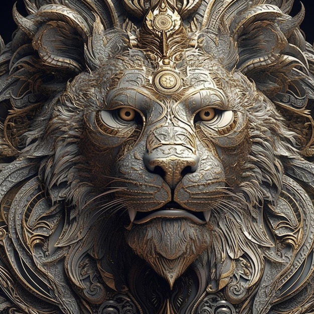Foto una ilustración 3d de la cabeza de un león
