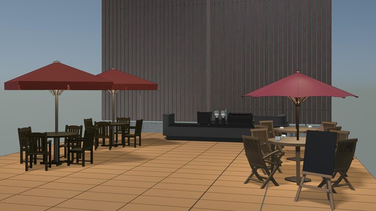 Foto ilustración en 3d de una cafetería