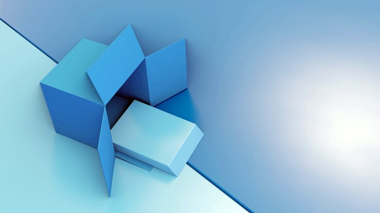 Foto ilustración 3d de caja azul con bloque
