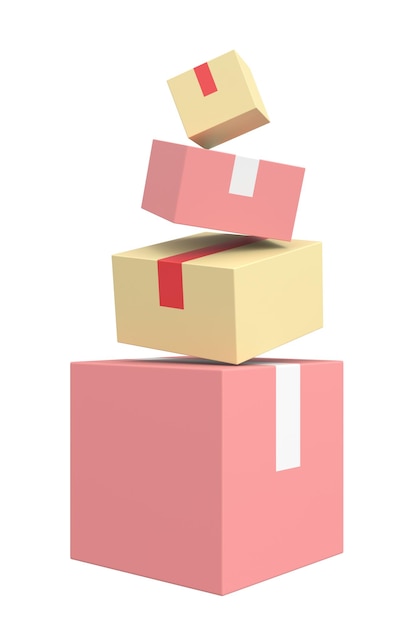 Ilustración en 3D de la caja de paquetes