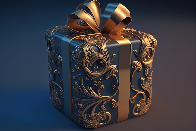 Ilustración 3d de caja de regalo IA generativa