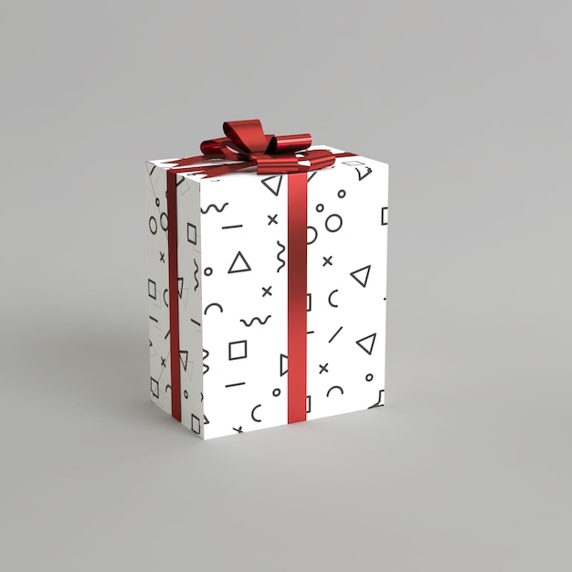 Ilustración 3d de caja de regalo sobre el día de Navidad aislado sobre fondo blanco.