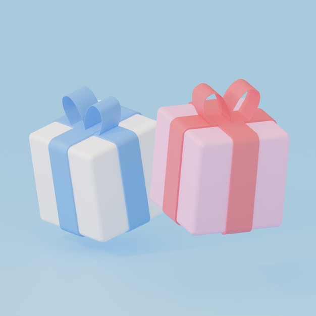 Foto ilustración 3d de cajas de regalo dobles