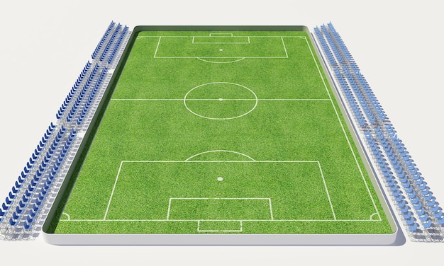 Ilustración 3D de un campo de fútbol