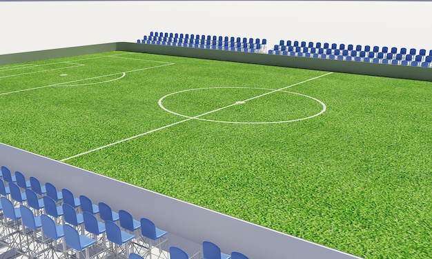 Ilustración 3D de un campo de fútbol