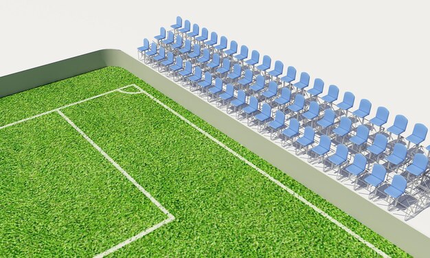 Ilustración 3D de un campo de fútbol