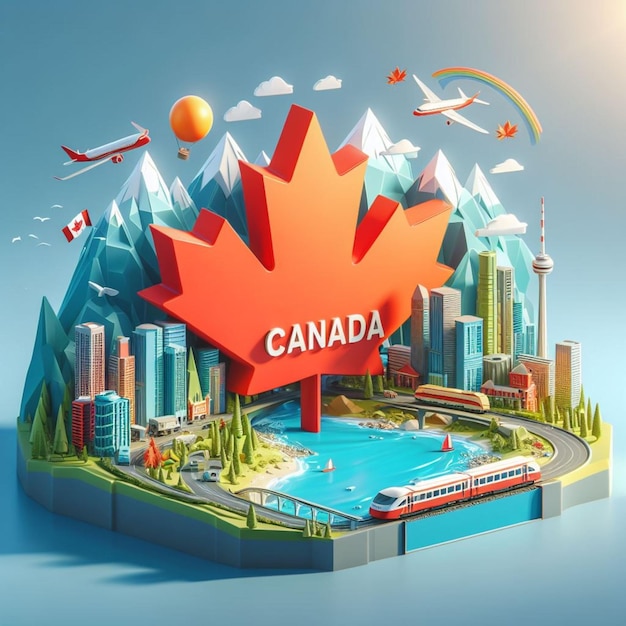 Ilustración en 3D de Canadá