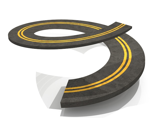 Ilustración 3D de carretera de remolino diseño creativo de carretera de curva