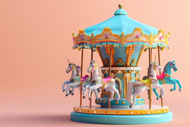 Ilustración 3D del carrusel en el fondo