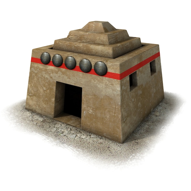 Ilustración 3D de casa antigua