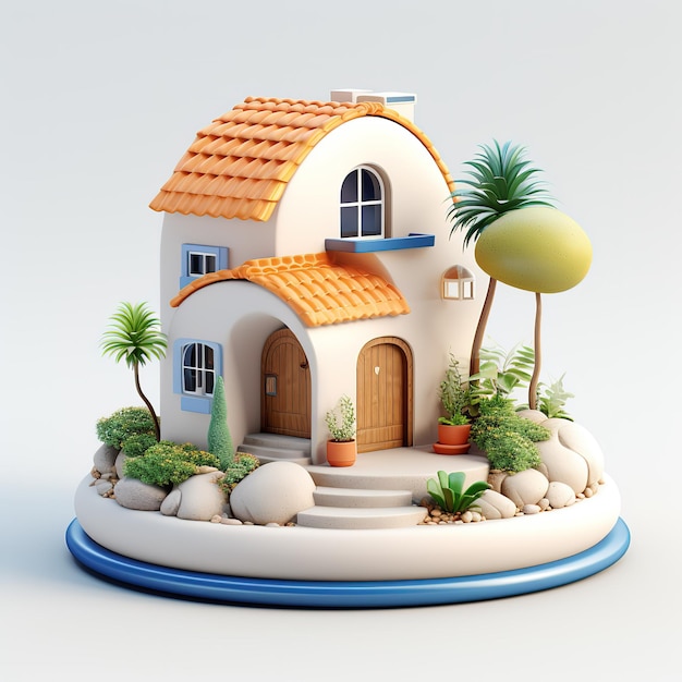 Ilustración 3D de la casa sobre un fondo blanco