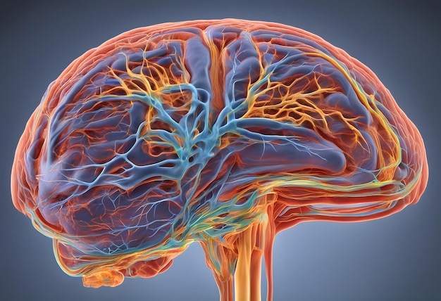 Ilustración 3D del cerebro humano