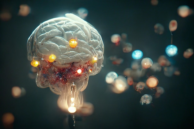 Ilustración 3D de un cerebro