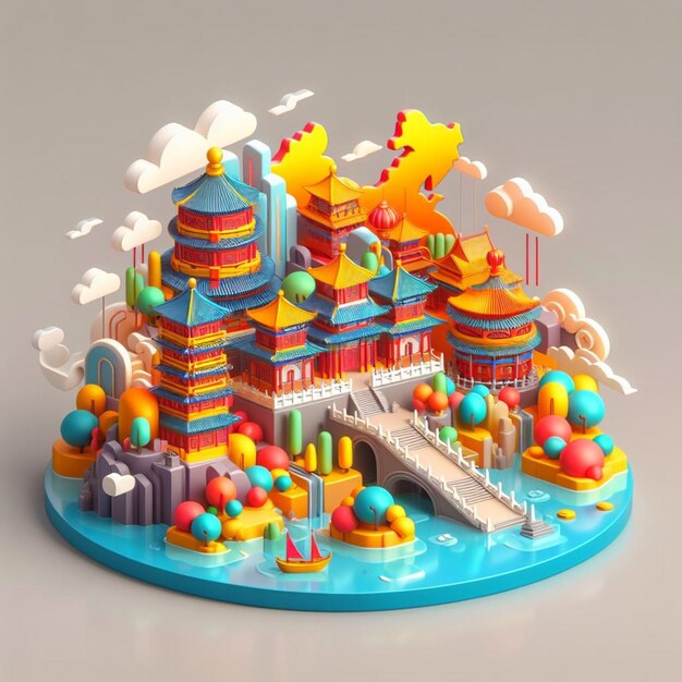 Ilustración 3D de China