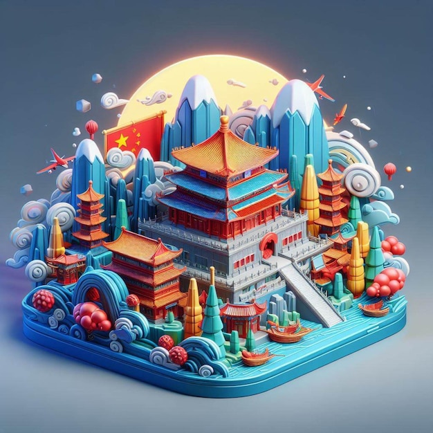Ilustración 3D de China