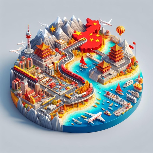 Ilustración 3D de China