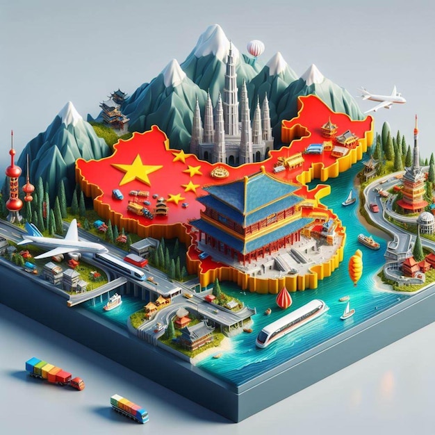 Ilustración 3D de China